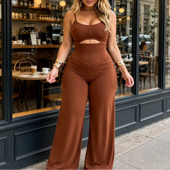 CINZARA - Cutout Wide-Leg Jumpsuit for an Effortless Silhouette