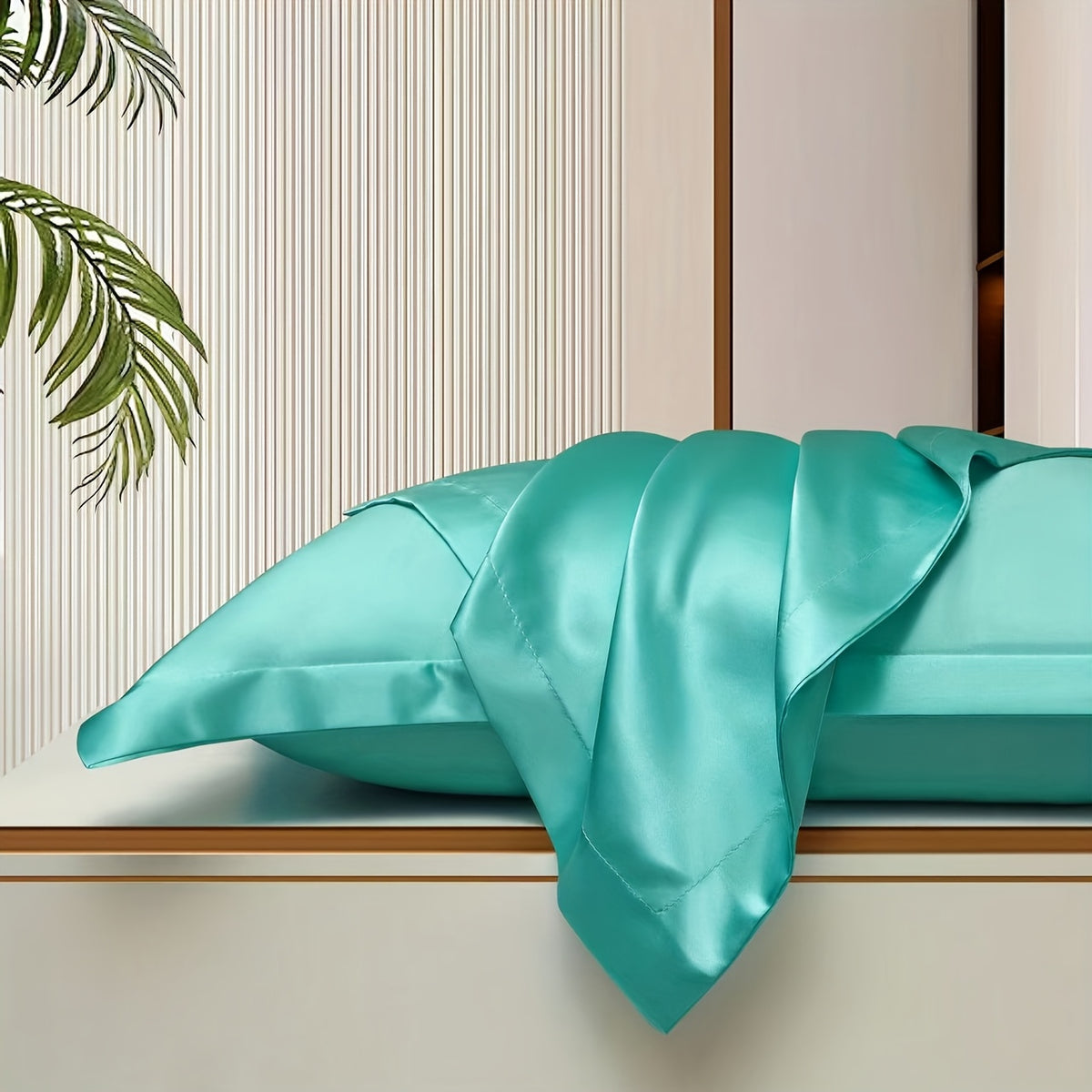 GLOSSIVA - Silk-Blend Pillowcase Pair for Artful Seating Accents