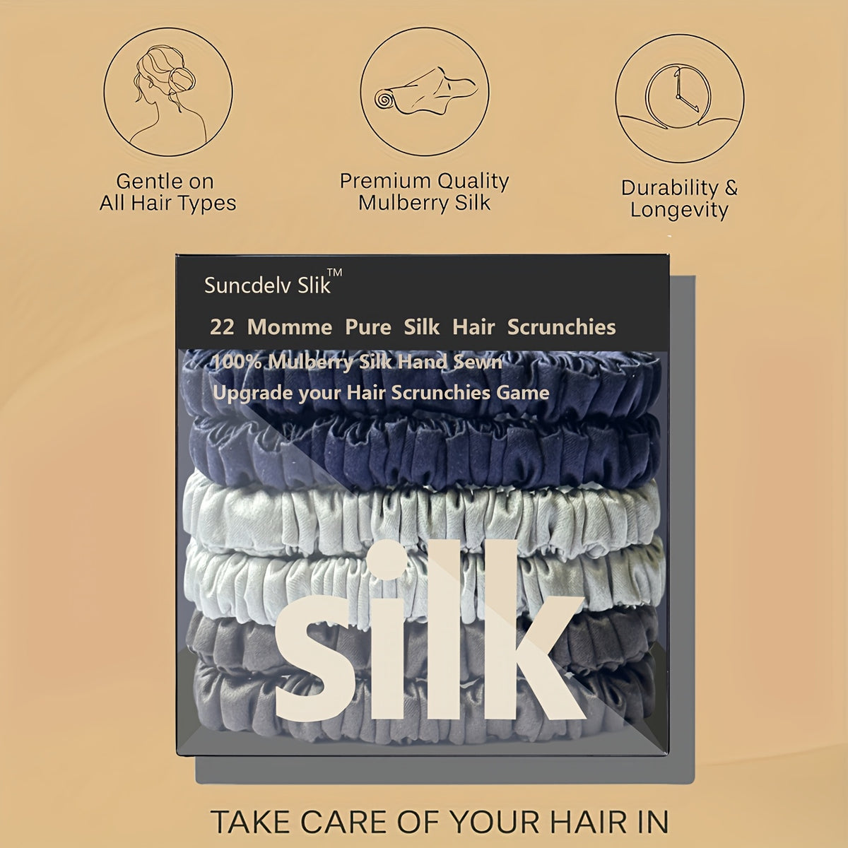 TRESYVA - Silk Scrunchie Set for Gentle, Friction-Reducing Styling
