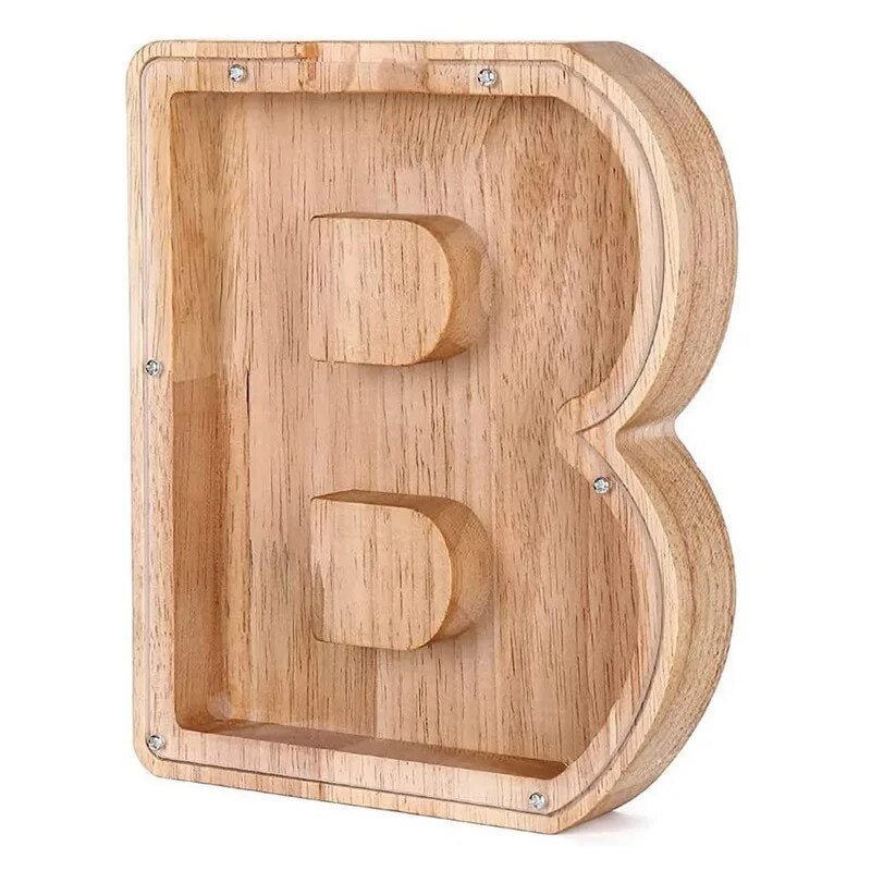 LETTRIVA - Wooden Letter Coin Bank for Visible Saving Progress