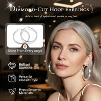 🎉 BUY 1 GET 1 FREE 🎁 Diamond-Cut Hoop Earrings for Women – Elegant, Sparkling 💎