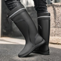 Men's Outdoor Rain Boots Work High Quality Shoes Rain Boots Home Use Long Water Shoes with Rope Mouth High Quality Shoes Daily Work Water Shoes Unisex Water Shoes Men's Soft Sole Outdoor Fishing Casual High Top Rain Boots Farm Work Water Shoes