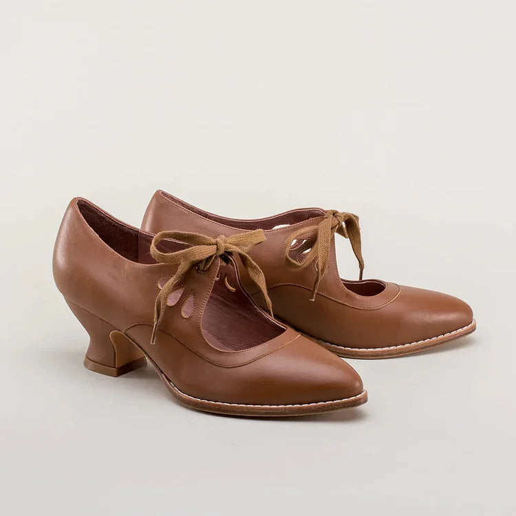 ELDOVRA - Edwardian Leather Heels for Comfortable All-Day Walking