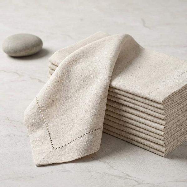 White Cloth Napkins - 12 Piece Pack | Cotton Linen Napkins | Dinner Table Napkins | Elegant Wedding Table Napkins Set | Restaurant Napkin Cloth