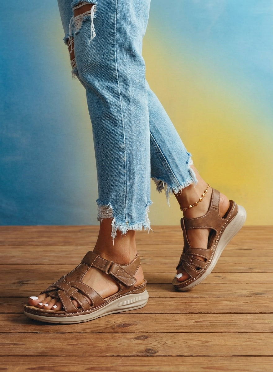 CALYVRA - Wide-Fit Walking Sandals for Supported All-Day Comfort