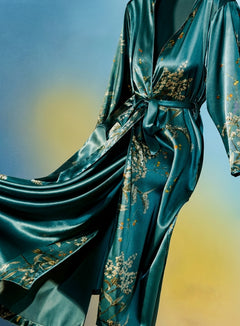 VELUNARA - Floral Satin Robe for Elegant At-Home Comfort