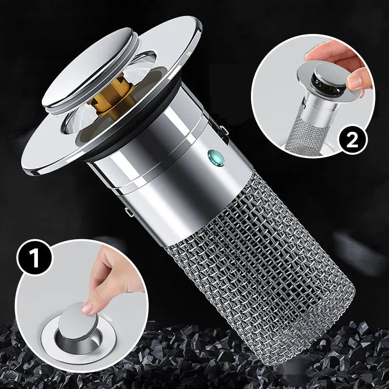 DRAIVEL - Polished Pop-Up Drain Stopper That Traps Hair and Prevents Clogs