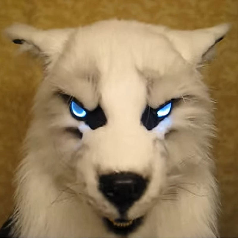 LUPHORA - LED Werewolf Mask with Glowing Eyes and Movable Ears