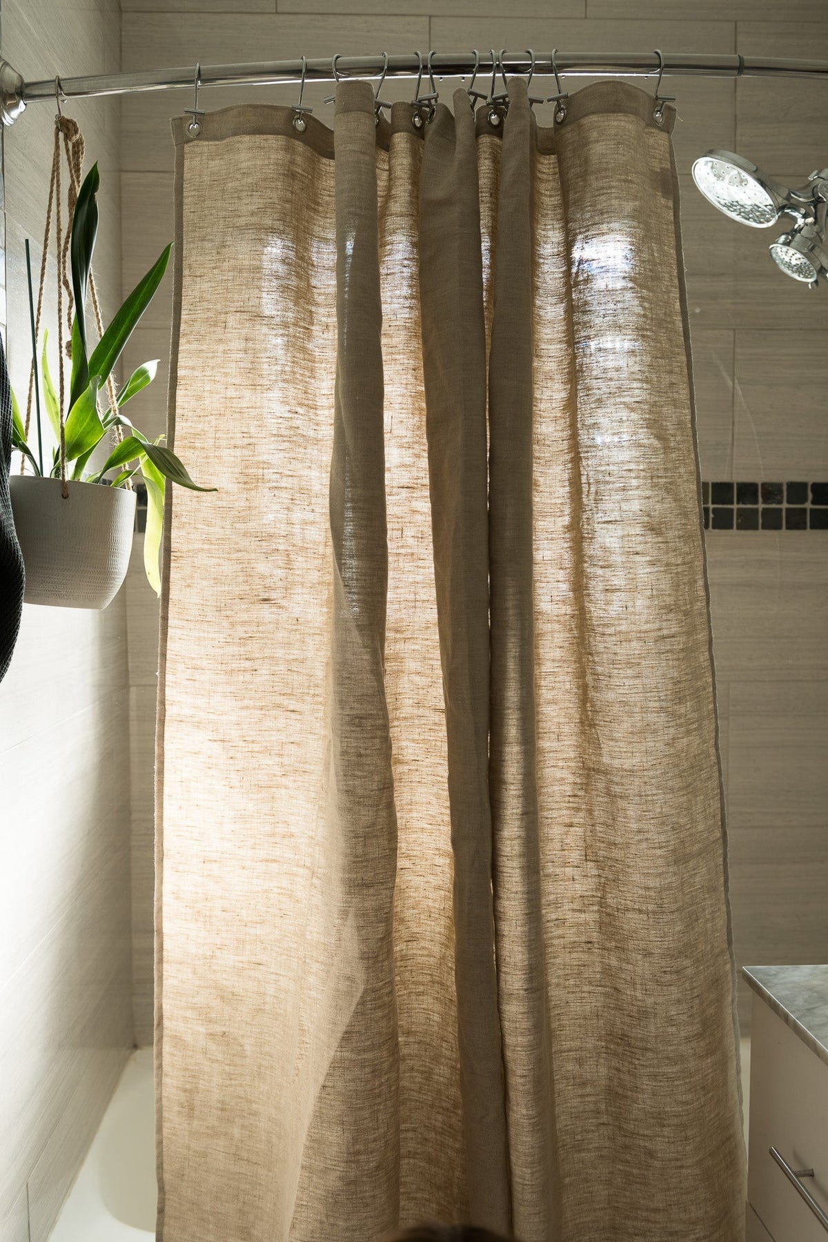 HEMVARA - Organic Hemp Shower Curtain for Liner-Free Bathing