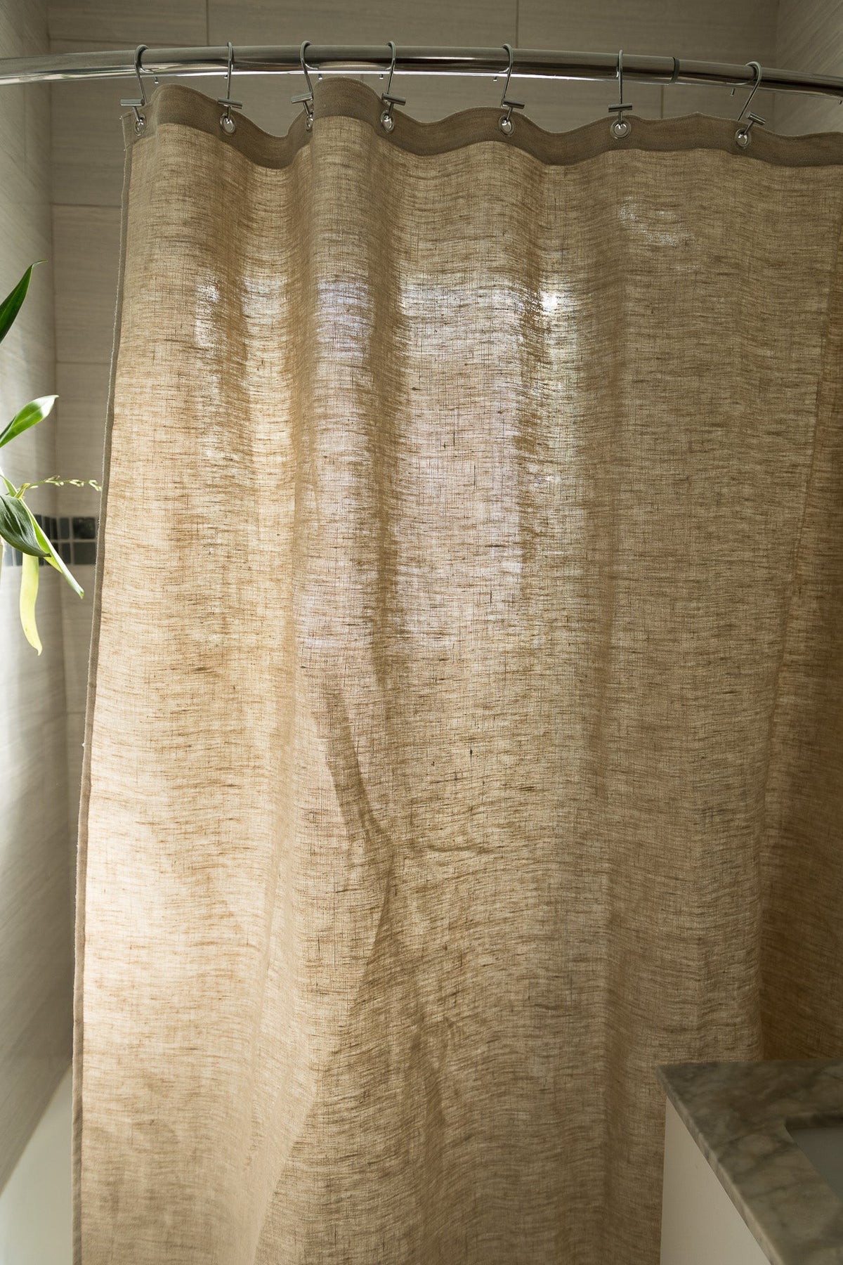 HEMVARA - Organic Hemp Shower Curtain for Liner-Free Bathing