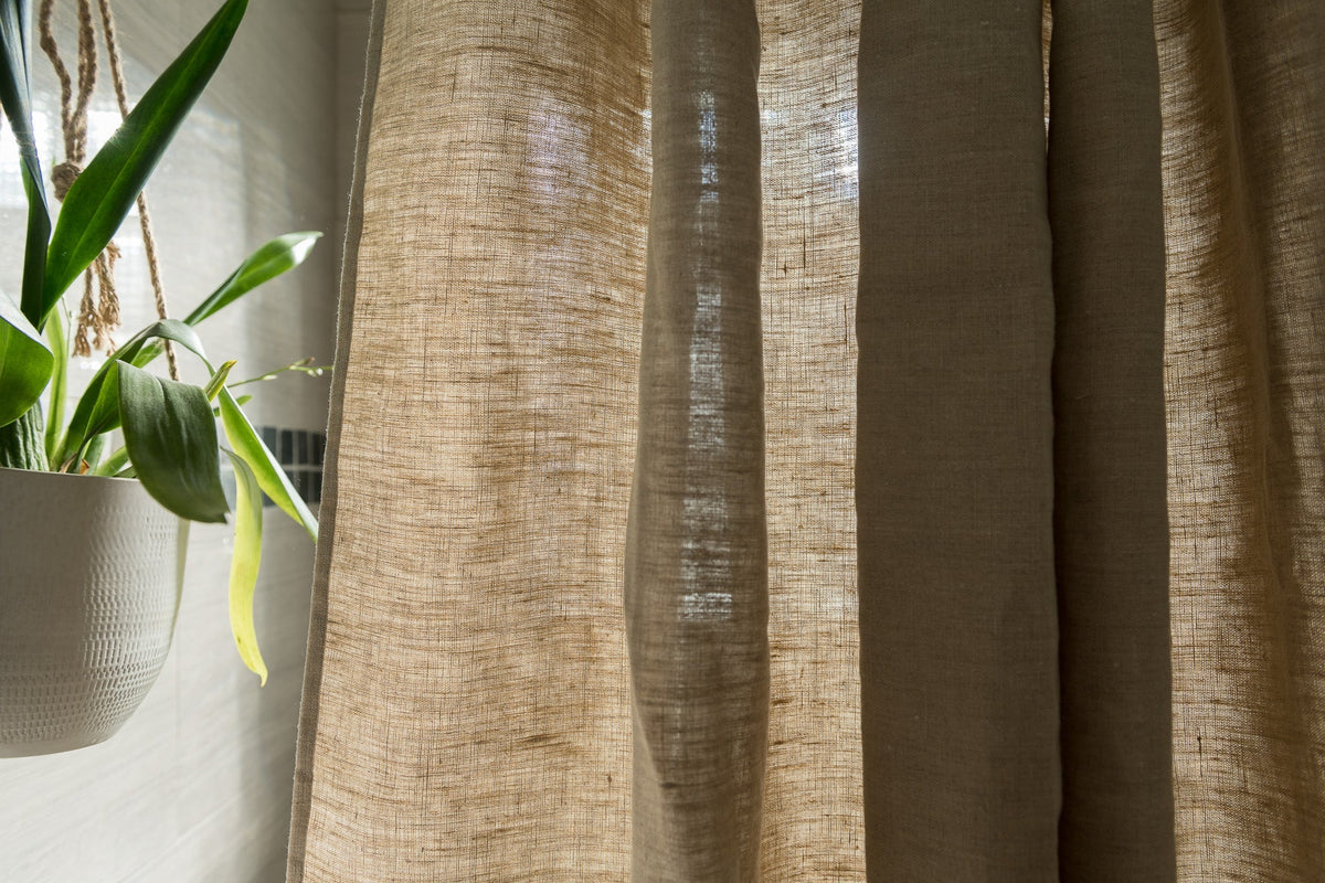 HEMVARA - Organic Hemp Shower Curtain for Liner-Free Bathing