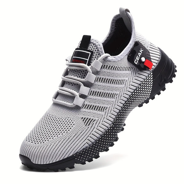 Men'S Breathable Mesh Sneakers - Lightweight Low-Top Training Shoes with EVA Cushioning, & Red Accents for Running, Hiking, Gym & Casual Wear - All-Season Comfort, Hiking Footwear, Sleek Sporty Design, Durable Traction Footwear