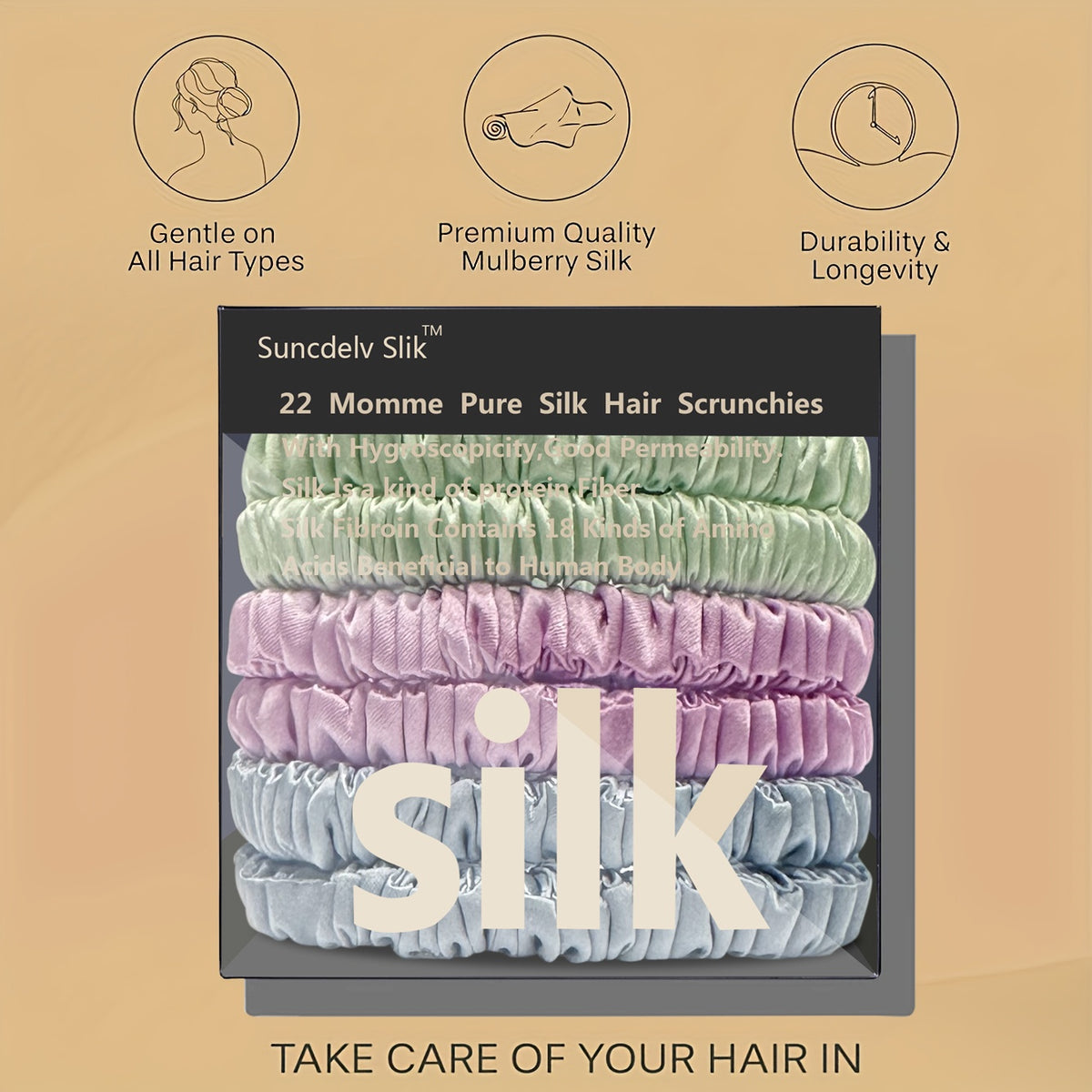 TRESYVA - Silk Scrunchie Set for Gentle, Friction-Reducing Styling