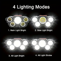 GLEVARO - Rechargeable 5-LED Headlamp for Hands-Free Outdoor Light
