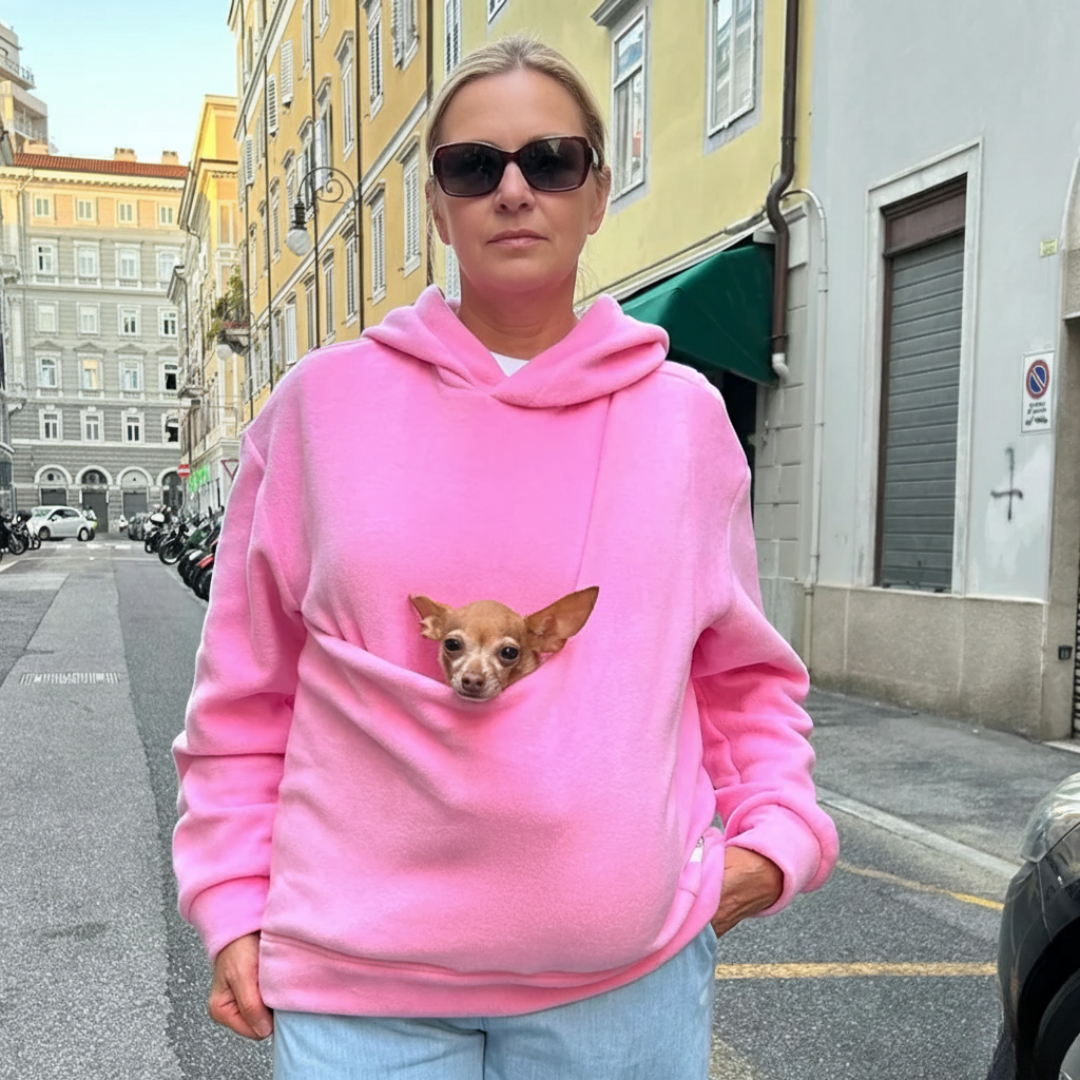PAWVELA - Teddy Fleece Pet Pouch Hoodie for Cozy Carrying