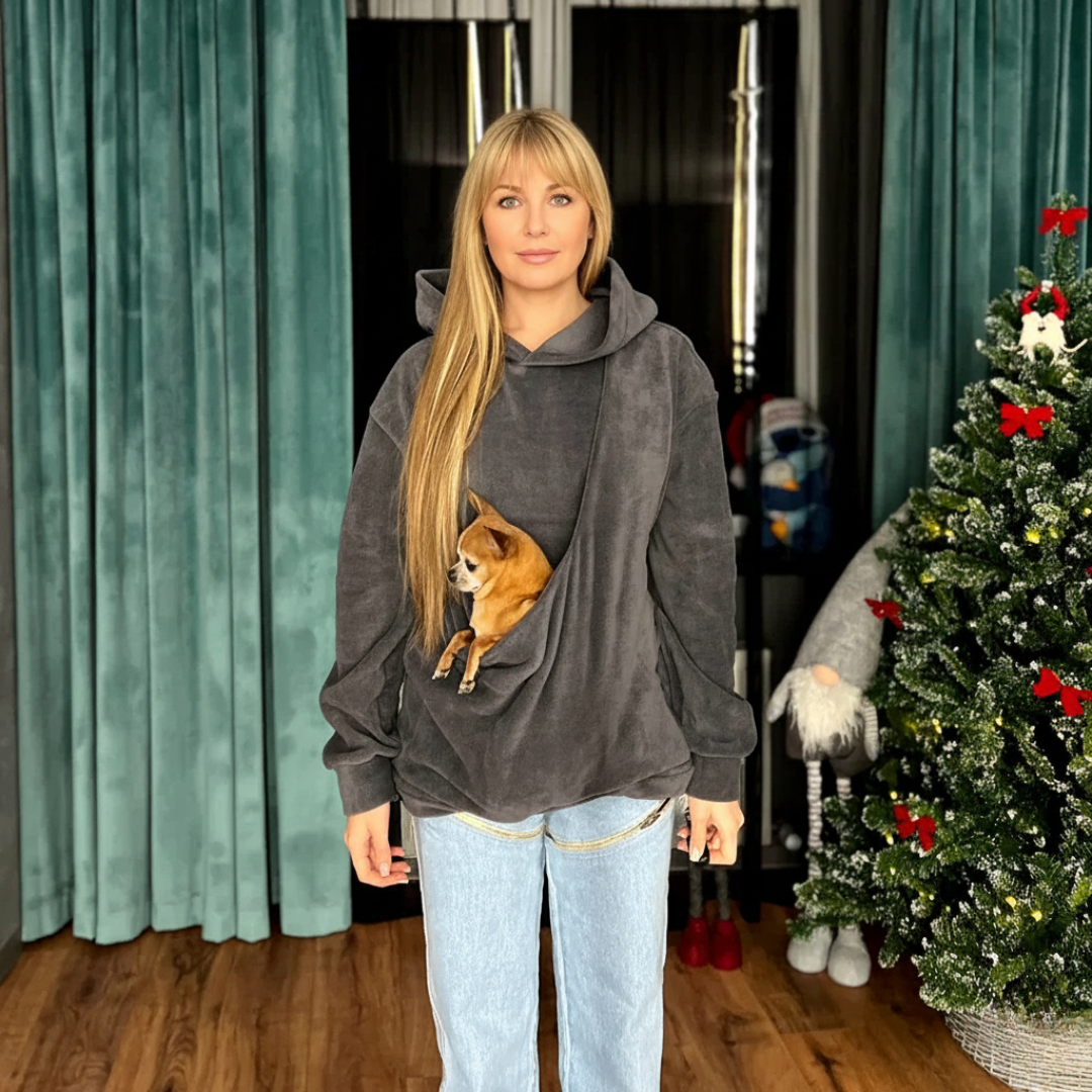 PAWVELA - Teddy Fleece Pet Pouch Hoodie for Cozy Carrying