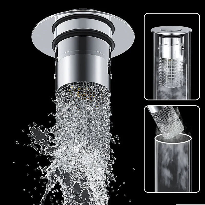 DRAIVEL - Polished Pop-Up Drain Stopper That Traps Hair and Prevents Clogs
