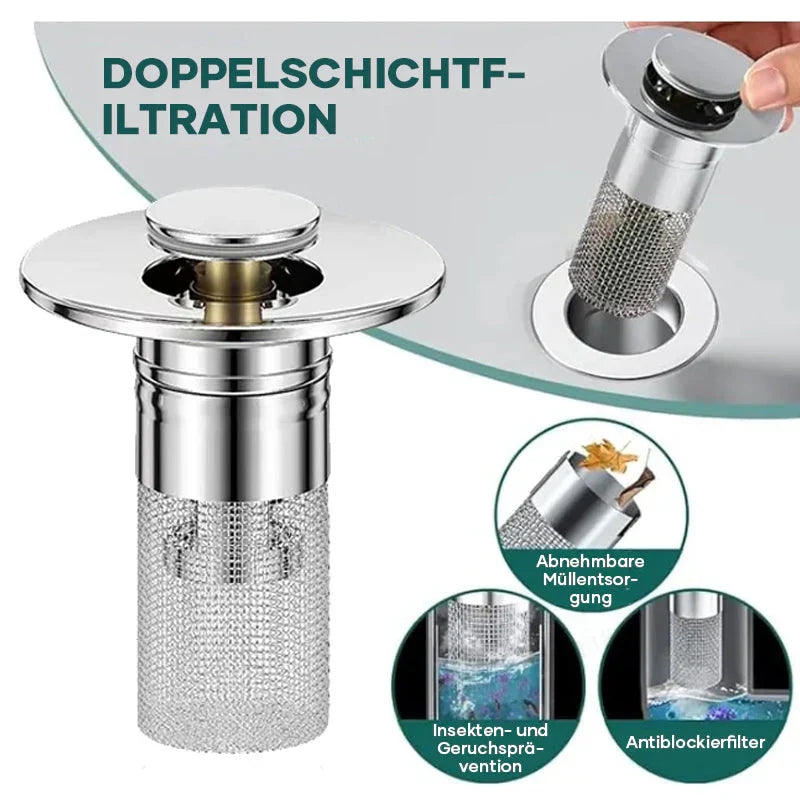 DRAIVEL - Polished Pop-Up Drain Stopper That Traps Hair and Prevents Clogs