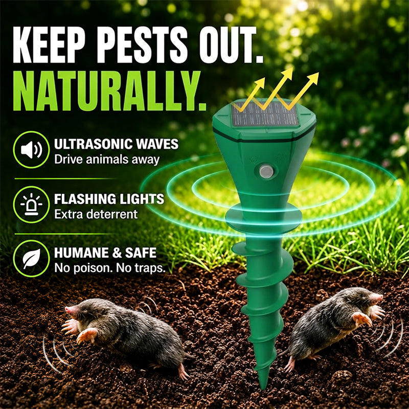 MOLVERRA - Solar Mole Repeller for Quiet Garden Protection