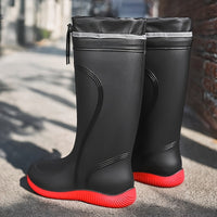 Men's Outdoor Rain Boots Work High Quality Shoes Rain Boots Home Use Long Water Shoes with Rope Mouth High Quality Shoes Daily Work Water Shoes Unisex Water Shoes Men's Soft Sole Outdoor Fishing Casual High Top Rain Boots Farm Work Water Shoes