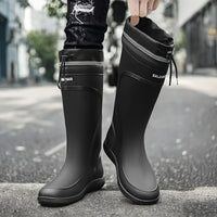 Men's Outdoor Rain Boots Work High Quality Shoes Rain Boots Home Use Long Water Shoes with Rope Mouth High Quality Shoes Daily Work Water Shoes Unisex Water Shoes Men's Soft Sole Outdoor Fishing Casual High Top Rain Boots Farm Work Water Shoes