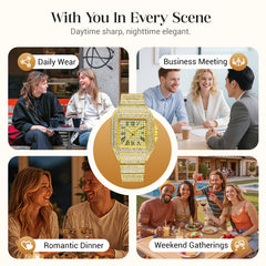 GLIMVIA - Square Rhinestone Watch That Adds Sparkle to Any Look