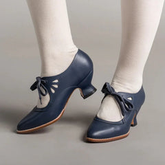 ELDOVRA - Edwardian Leather Heels for Comfortable All-Day Walking