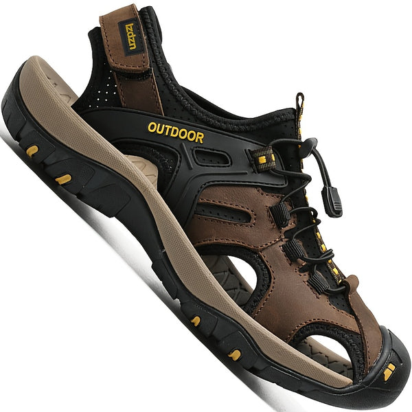Men'S Leather Sandals for Men Fisherman Men'S Black Brown Grey Size Summer Shoes Male Hiking Shoe Man Casual