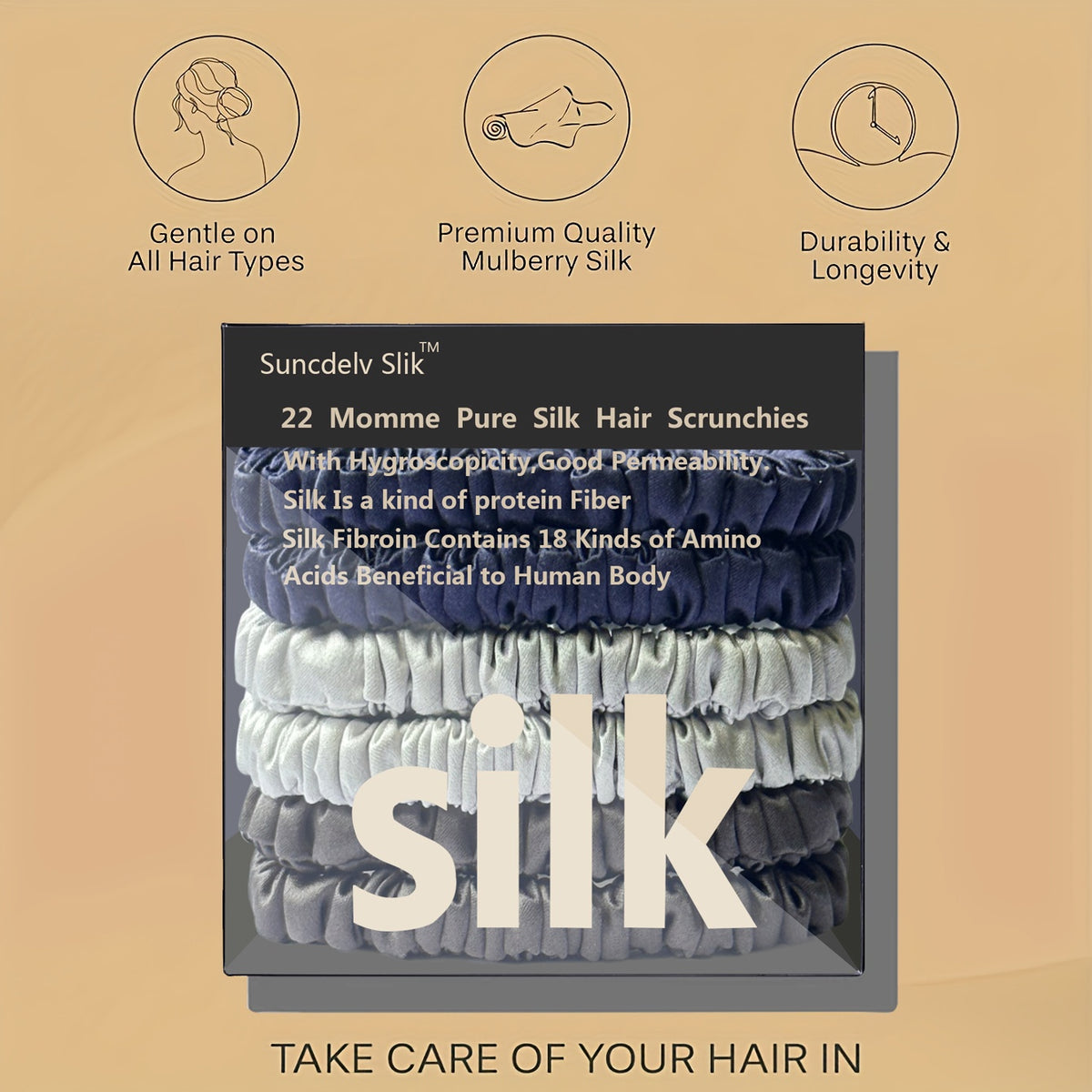 TRESYVA - Silk Scrunchie Set for Gentle, Friction-Reducing Styling