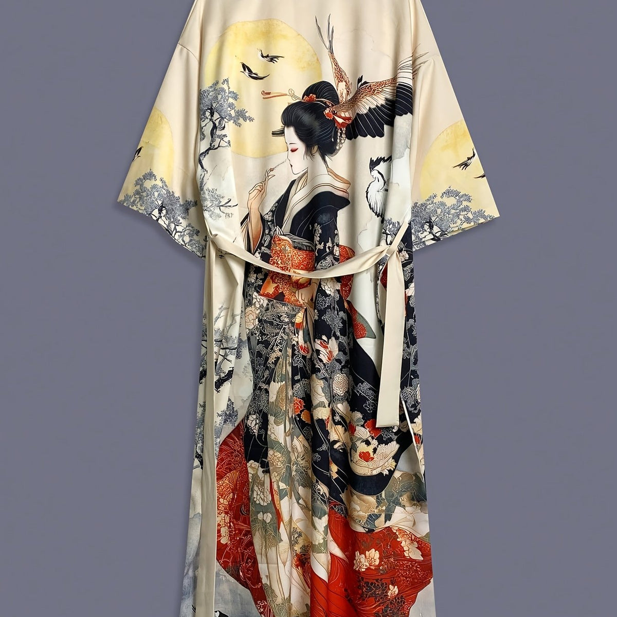 KAVYORI - Satin Kimono Cover-Up for Effortless Layered Style