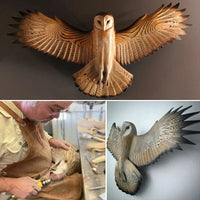 NOCTYRA - Handcrafted Wood Owl Wall Art for a Striking Focal Point