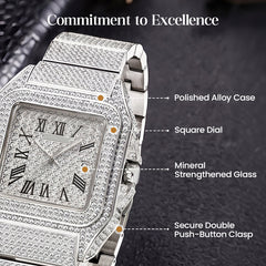 GLIMVIA - Square Rhinestone Watch That Adds Sparkle to Any Look