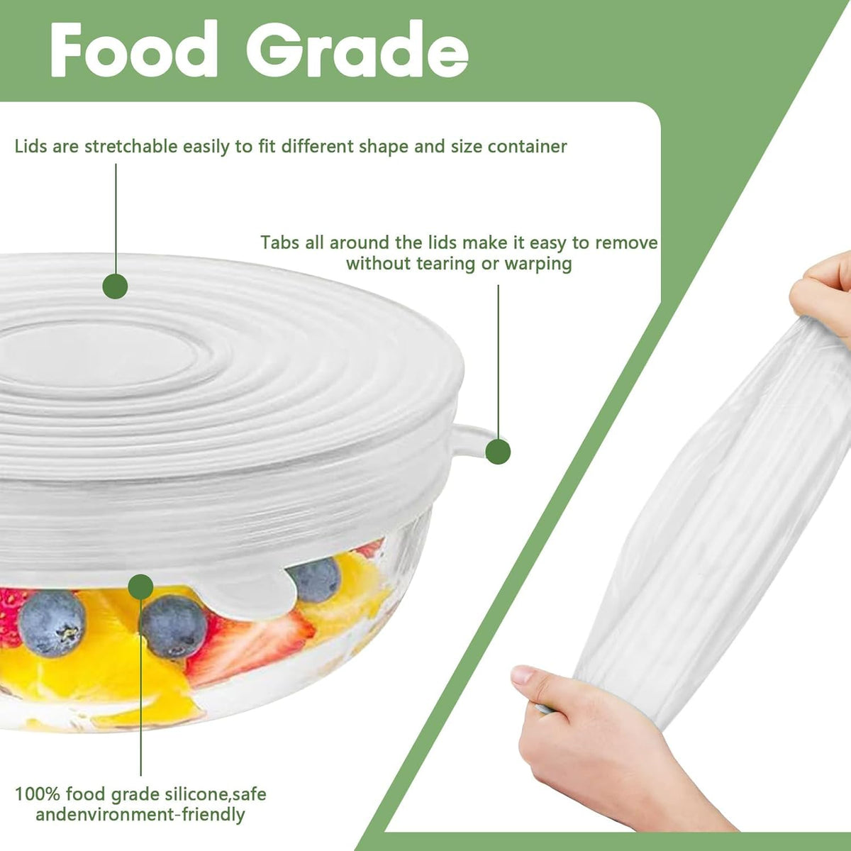 ECOCOVER - Stretchable Silicone Lids for Fresher Food Storage