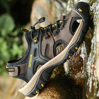 Men'S Leather Sandals for Men Fisherman Men'S Black Brown Grey Size Summer Shoes Male Hiking Shoe Man Casual