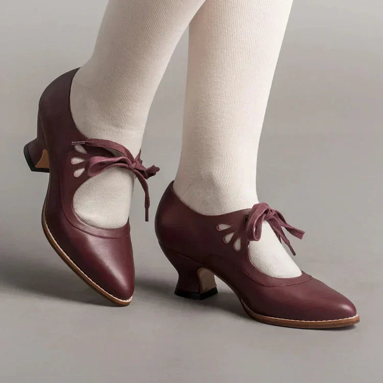 ELDOVRA - Edwardian Leather Heels for Comfortable All-Day Walking