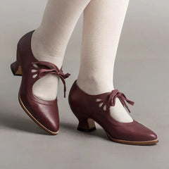 ELDOVRA - Edwardian Leather Heels for Comfortable All-Day Walking