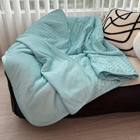 Emotional Cooling Blanket for Relaxation - Soundwave Technology Embossed Striped Design with Ball Accents, Breathable Lightweight Summer Throw, Machine Washable Wrinkle-Resistant Multi-Use Blanket And Shawl in White And Grey, Random Color