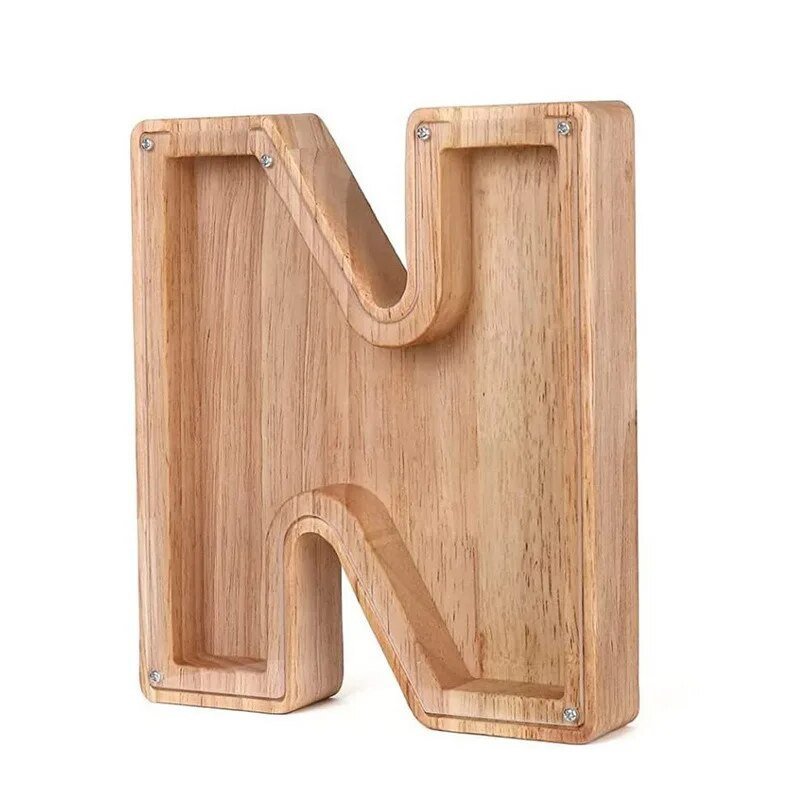 LETTRIVA - Wooden Letter Coin Bank for Visible Saving Progress