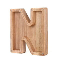 LETTRIVA - Wooden Letter Coin Bank for Visible Saving Progress