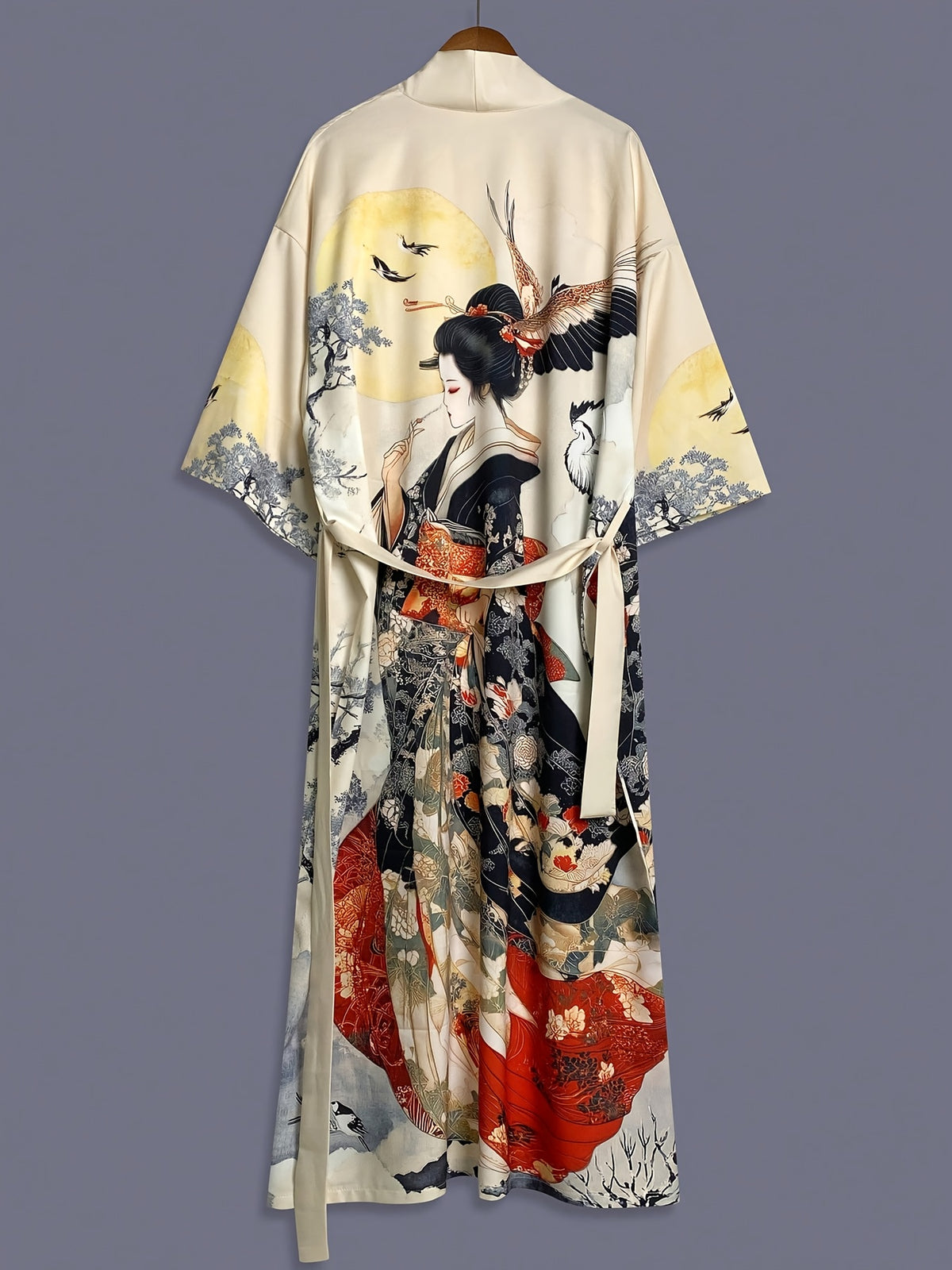 KAVYORI - Satin Kimono Cover-Up for Effortless Layered Style
