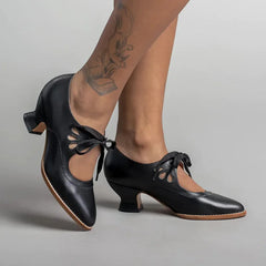 ELDOVRA - Edwardian Leather Heels for Comfortable All-Day Walking