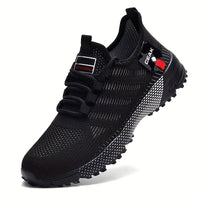 Men'S Breathable Mesh Sneakers - Lightweight Low-Top Training Shoes with EVA Cushioning, & Red Accents for Running, Hiking, Gym & Casual Wear - All-Season Comfort, Hiking Footwear, Sleek Sporty Design, Durable Traction Footwear