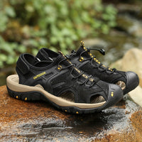 Men'S Leather Sandals for Men Fisherman Men'S Black Brown Grey Size Summer Shoes Male Hiking Shoe Man Casual