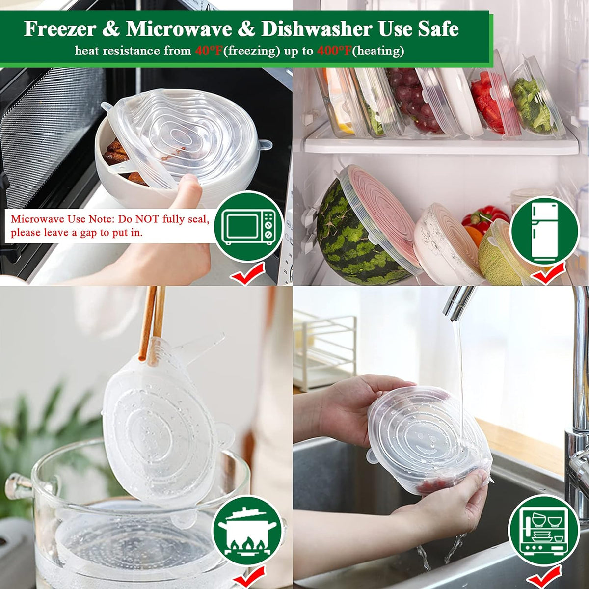 ECOCOVER - Stretchable Silicone Lids for Fresher Food Storage