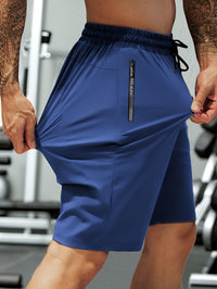 Men'S High-Elasticity Summer Shorts with Drawstring Waist And Zipper Pockets - Navy Blue, Casual Outdoor And Fitness Gear, Breathable Nylon-Spandex Blend, Ideal for Gym, Hiking And Daily Wear, Outdoor Shorts|Drawstring Shorts|Durable Shorts