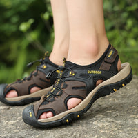 Men'S Leather Sandals for Men Fisherman Men'S Black Brown Grey Size Summer Shoes Male Hiking Shoe Man Casual