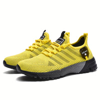 Men'S Breathable Mesh Sneakers - Lightweight Low-Top Training Shoes with EVA Cushioning, & Red Accents for Running, Hiking, Gym & Casual Wear - All-Season Comfort, Hiking Footwear, Sleek Sporty Design, Durable Traction Footwear