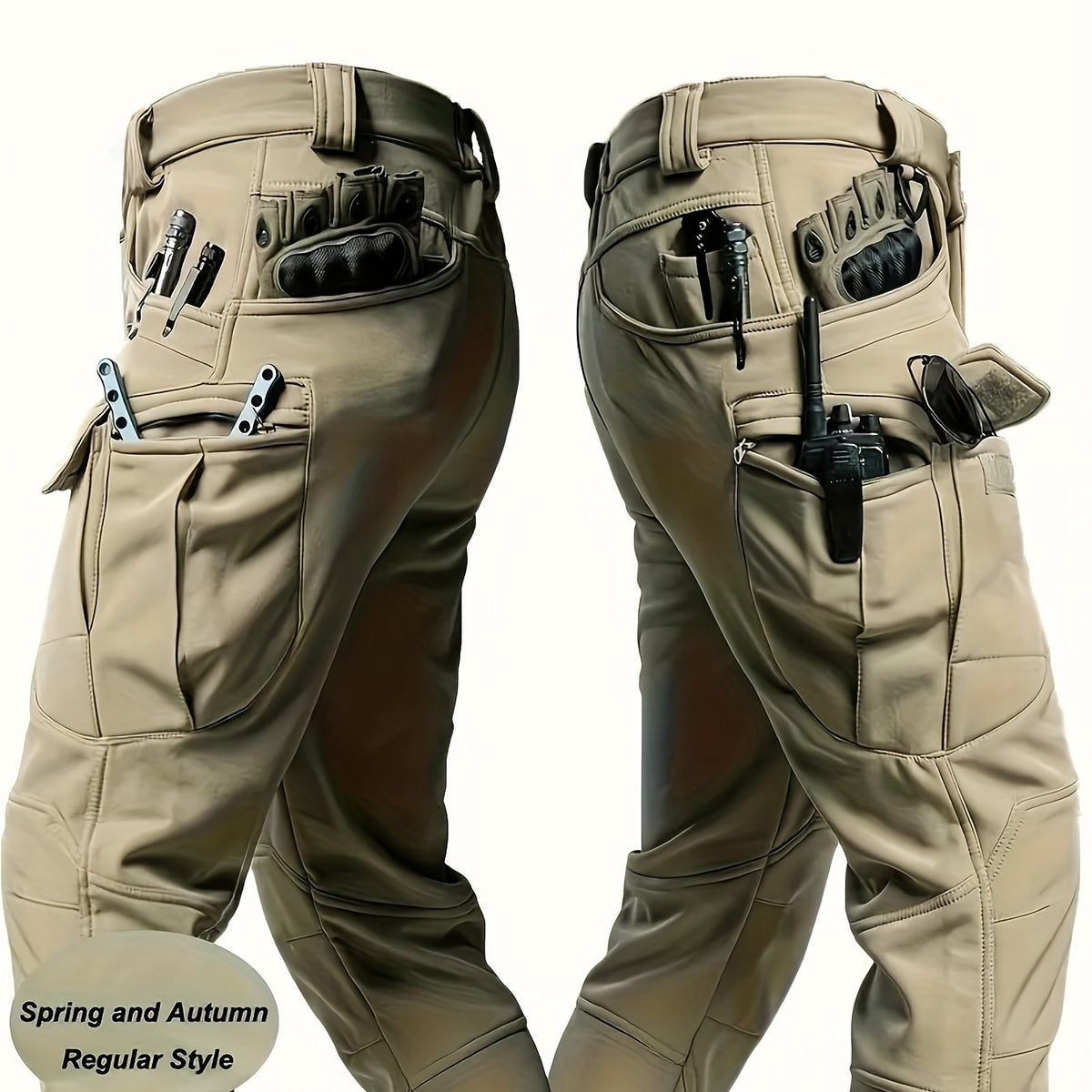 ROVEXIL - Men's Stretch Cargo Pants for Flexible Pocket Storage