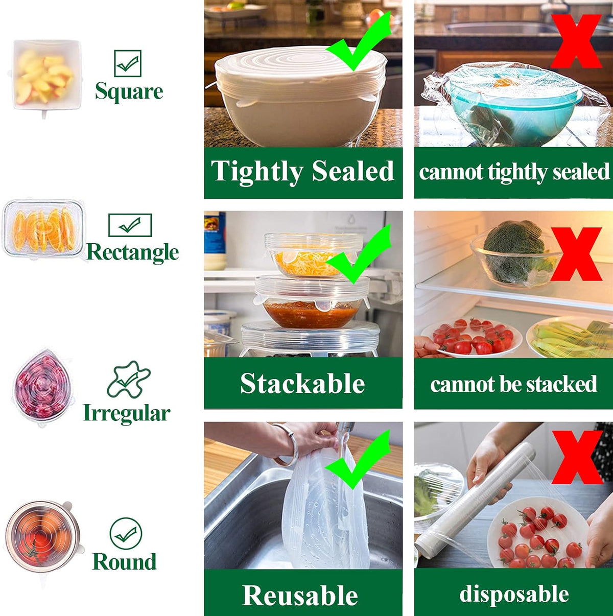 ECOCOVER - Stretchable Silicone Lids for Fresher Food Storage