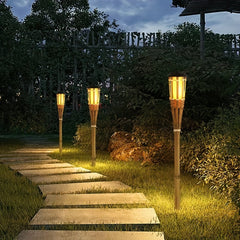 FLAMEGLOW - Solar Bamboo Flame Lights for Warm Outdoor Ambiance